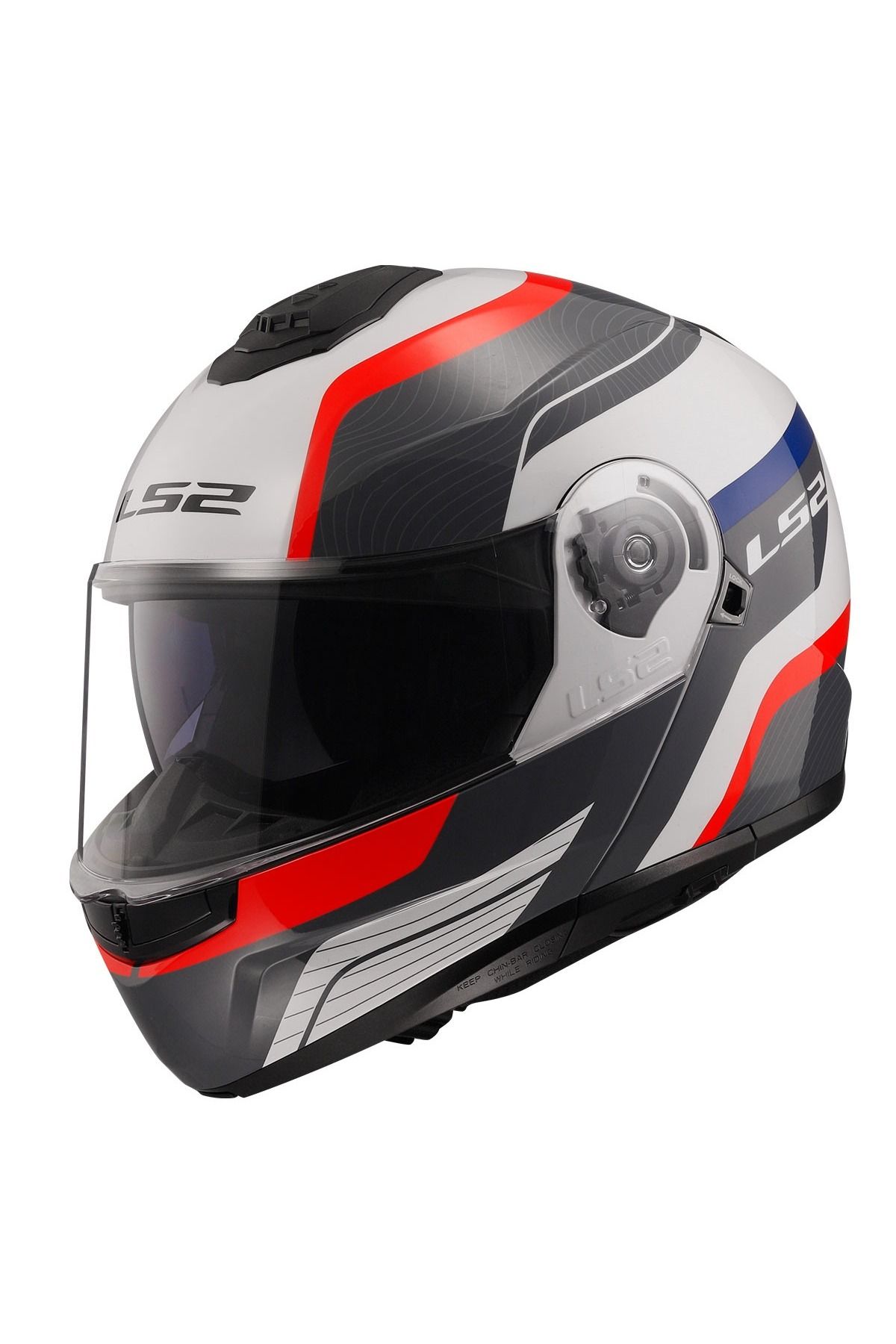 Strobe 2 Çene Açılır Kask Monza Siyah Beyaz Kırmızı